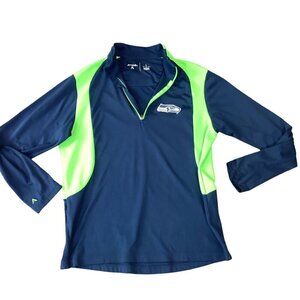 Antigua‎ 1/4 Zip Pullover Top Seattle Seahawks Men's L Blue & Green #311H